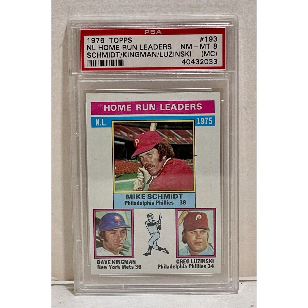 NL Home Run Leaders Mike Schmidt/Kingman/Luzinski 1976 Topps PSA 9 Card #193